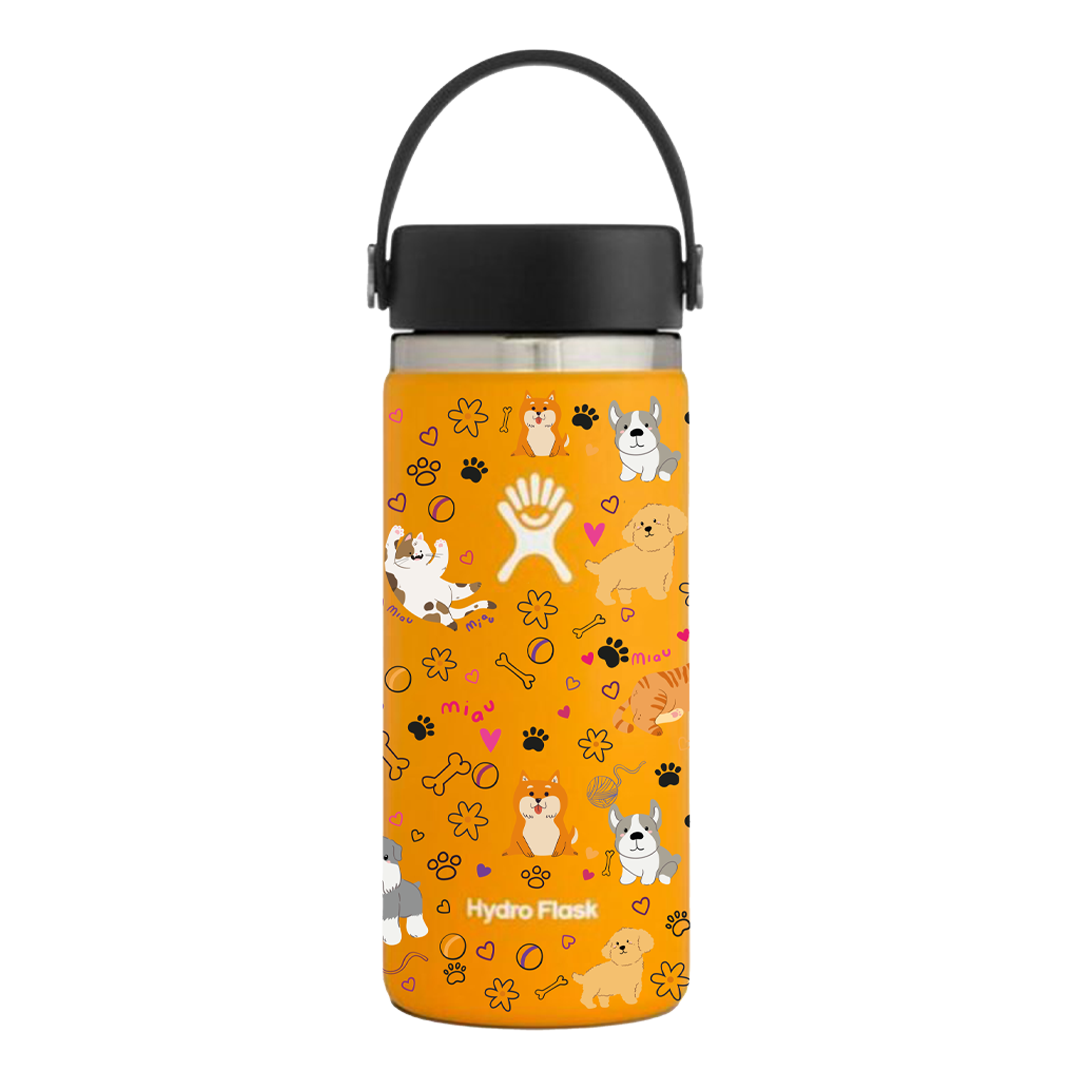 Botellarte Kids Mascotas Hydro Flask 591 ml | Naranja