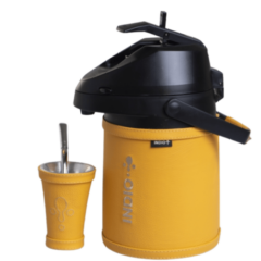 Indio Termo Inox 2.5L Cuero + Guampa + Bombilla